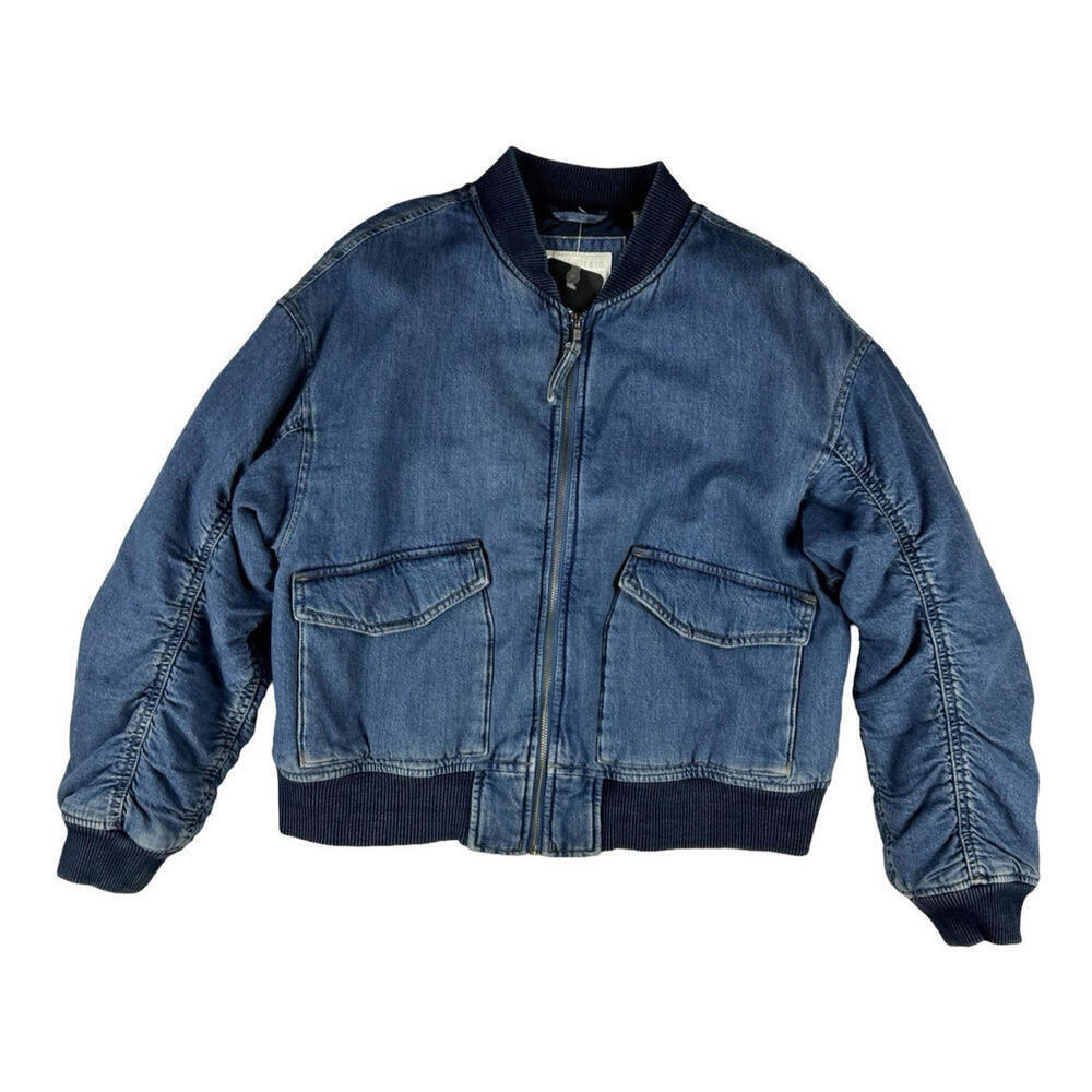 Levi's Andy Tech Denim Bomber Jacket Medium Wash Blue Size S